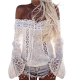 GETADME Lace Loose Blouse Tops Shirt Spring Autumn Best Selling Tends Hot Girl Women Off Shoulder Long Sleeve Femininas New