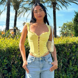 GETADME 레이스 스티칭 버튼 캐미솔 Y2K 에스테틱 고스 코르셋 크롭 탑 클럽웨어 메시 투명 섹시 탱크 탑 빈티지 섹시 코르셋 탑