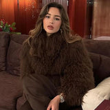 GETADME Ladies Sheep skin Jackets Real Mongolian Lamb Fur Coat Luxury Women's Fleece Jacket 2025 Winter New Short Natural Fur Coat