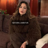 GETADME Ladies Sheep skin Jackets Real Mongolian Lamb Fur Coat Luxury Women's Fleece Jacket 2025 Winter New Short Natural Fur Coat