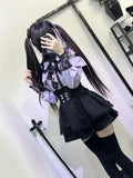 GETADME Lapel Neck Off Shoulder Long Sleeve Shirts Women+ Y2k High Waist Ruched Lace Skirts 2025 Early Autumn New Two Piece Sets