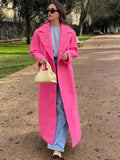 GETADME Lapel Woolen Long Coats Women Elegant Turn-down Collar Long Sleeve Jacket Female Winter Autumn Long Sleeve Street Lady Overcoats