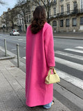 GETADME Lapel Woolen Long Coats Women Elegant Turn-down Collar Long Sleeve Jacket Female Winter Autumn Long Sleeve Street Lady Overcoats