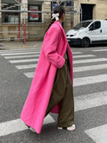 GETADME Lapel Woolen Long Coats Women Elegant Turn-down Collar Long Sleeve Jacket Female Winter Autumn Long Sleeve Street Lady Overcoats