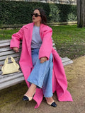 GETADME Lapel Woolen Long Coats Women Elegant Turn-down Collar Long Sleeve Jacket Female Winter Autumn Long Sleeve Street Lady Overcoats