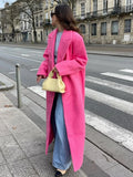 GETADME Lapel Woolen Long Coats Women Elegant Turn-down Collar Long Sleeve Jacket Female Winter Autumn Long Sleeve Street Lady Overcoats