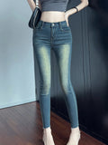 GETADME Leisure High Waisted Elastic Denim Slim Fit Nine Pants 2025 Autumn New Fashionable Women'S Clothing
