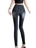 GETADME Leisure High Waisted Elastic Denim Slim Fit Nine Pants 2025 Autumn New Fashionable Women'S Clothing