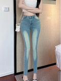 GETADME Leisure High Waisted Elastic Denim Slim Fit Nine Pants 2025 Autumn New Fashionable Women'S Clothing