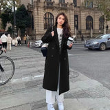 GETADME Long Coat Women 2025 Spring Faux Woolen Full Sleeve Female Midi Jacket Fashion Single Breasted Loose Causal Lady Coats