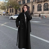 GETADME Long Coat Women 2025 Spring Faux Woolen Full Sleeve Female Midi Jacket Fashion Single Breasted Loose Causal Lady Coats