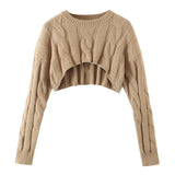 GETADME Long sleeve top Winter clothes women Fall fashion knitted sweater women kawaii cropped sweater twist designer pullover grey