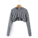 GETADME Long sleeve top Winter clothes women Fall fashion knitted sweater women kawaii cropped sweater twist designer pullover grey