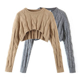 GETADME Long sleeve top Winter clothes women Fall fashion knitted sweater women kawaii cropped sweater twist designer pullover grey