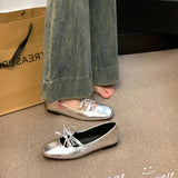 GETADME Lovely Double Bowknot Women Mary Jane Shoes New 2024 Spring Summer Square Toe Dress Flat Shoe Ladies Red Soft Sole Shoes Zapatos