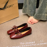 GETADME Lovely Double Bowknot Women Mary Jane Shoes New 2024 Spring Summer Square Toe Dress Flat Shoe Ladies Red Soft Sole Shoes Zapatos