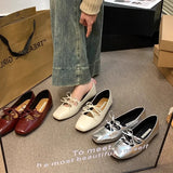 GETADME Lovely Double Bowknot Women Mary Jane Shoes New 2024 Spring Summer Square Toe Dress Flat Shoe Ladies Red Soft Sole Shoes Zapatos