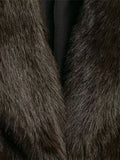 GETADME Luxury Faux Fur Women Coat Vintage Solid Full Sleeve Lapel Belt Female Jacket 2025 Winter Street Fashion Thicken Lady Outwear
