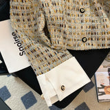 GETADME Luxury Small Fragrance Tweed Jacket for Women French Vintage O-Neck Slim Short Coat High Quality Female Straight Outwear