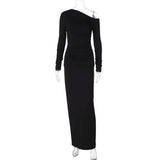 GETADME Lygens Skew Collar Long Sleeve Elegant Evening Bodycon Fashion Women'S Dresses Wholesale Party Ladies Dress Korean Casual Clothe