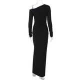 GETADME Lygens Skew Collar Long Sleeve Elegant Evening Bodycon Fashion Women'S Dresses Wholesale Party Ladies Dress Korean Casual Clothe