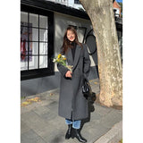 GETADME MEXZT Long Wool Blends Coats Women Streetwear Black Blazer Korean Quilted Woolen Jackets Winter Elegant Overcoat Thick Outerwear