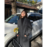 GETADME MEXZT Long Wool Blends Coats Women Streetwear Black Blazer Korean Quilted Woolen Jackets Winter Elegant Overcoat Thick Outerwear