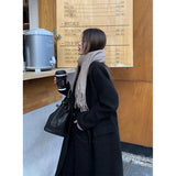 GETADME MEXZT Long Wool Blends Coats Women Streetwear Black Blazer Korean Quilted Woolen Jackets Winter Elegant Overcoat Thick Outerwear