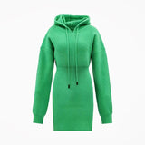 GETADME MEXZT Streetwear Knitted Mini Dress Women Hooded Sweater A Line Dresses Winter Korean Solid High Waist Slim Casual Vestidos New