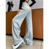 GETADME MEXZT Sweatpants Women Streetwear Patchwork Black Joggers Korean High Waist Wide Leg Pants Fashion Baggy Straight Trousers New