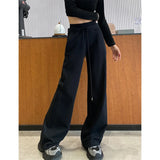 GETADME MEXZT Sweatpants Women Streetwear Patchwork Black Joggers Korean High Waist Wide Leg Pants Fashion Baggy Straight Trousers New