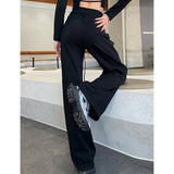 GETADME MEXZT Sweatpants Women Streetwear Patchwork Black Joggers Korean High Waist Wide Leg Pants Fashion Baggy Straight Trousers New