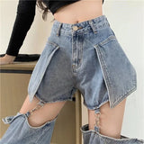 GETADME MEXZT Y2K Ripped Jeans Women High Waist Sexy Removable Hollow Out Denim Wide Leg Pants Streetwear Hip Hop Punk Hole Trousers