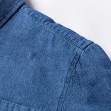 GETADME Man 100% Cotton Western Denim Pocket Shirt Long Sleeve Standard-fit Comfort Durability Soft Casual Washed Durability Work Shirts