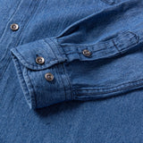 GETADME Man 100% Cotton Western Denim Pocket Shirt Long Sleeve Standard-fit Comfort Durability Soft Casual Washed Durability Work Shirts
