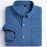 GETADME Man 100% Cotton Western Denim Pocket Shirt Long Sleeve Standard-fit Comfort Durability Soft Casual Washed Durability Work Shirts