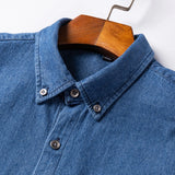 GETADME Man 100% Cotton Western Denim Pocket Shirt Long Sleeve Standard-fit Comfort Durability Soft Casual Washed Durability Work Shirts