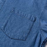 GETADME Man 100% Cotton Western Denim Pocket Shirt Long Sleeve Standard-fit Comfort Durability Soft Casual Washed Durability Work Shirts