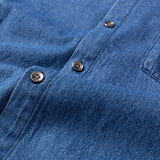 GETADME Man 100% Cotton Western Denim Pocket Shirt Long Sleeve Standard-fit Comfort Durability Soft Casual Washed Durability Work Shirts