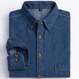GETADME Man 100% Cotton Western Denim Pocket Shirt Long Sleeve Standard-fit Comfort Durability Soft Casual Washed Durability Work Shirts