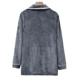 GETADME 남성용 겨울 두꺼운 플란넬 플러스 플러시 따뜻한 잠옷 3XL 캐주얼 편안한 고품질 부드러운 줄무늬 파자마 세트 홈 의류