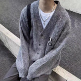 GETADME Mens Sweater Brooch Casual Knitwear Streetwear Fashion Youth Campus Versatile Valentines Cardigan Old Money Men'S Clothing 2025