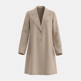 GETADME Mia Muse Women's Coats Autumn Winter French Apricot Plain Single Breasted Long Sleeve Lapel Loose Maxi Casual Coats