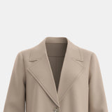 GETADME Mia Muse Women's Coats Autumn Winter French Apricot Plain Single Breasted Long Sleeve Lapel Loose Maxi Casual Coats