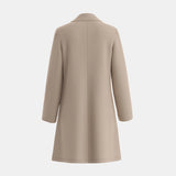 GETADME Mia Muse Women's Coats Autumn Winter French Apricot Plain Single Breasted Long Sleeve Lapel Loose Maxi Casual Coats
