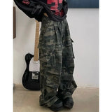 Getadme Military Green Womens Jeans High Waist Vintage Straight Baggy Y2K Denim Pants Hip Hop American Fashion Wide Leg Denim Trouser