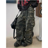 Getadme Military Green Womens Jeans High Waist Vintage Straight Baggy Y2K Denim Pants Hip Hop American Fashion Wide Leg Denim Trouser