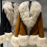 GETADME Mongolian Sheep Fur Coat Women Fur Jacket with Long Sleeves New arrivals Winter Real Fur Coat