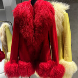 GETADME Mongolian Sheep Fur Coat Women Fur Jacket with Long Sleeves New arrivals Winter Real Fur Coat