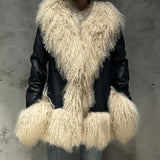 GETADME Mongolian Sheep Fur Coat Women Fur Jacket with Long Sleeves New arrivals Winter Real Fur Coat